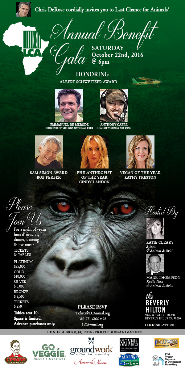 Last Chance for Animals' Annual Benefit Gala 2016 Flyer
